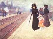 Georges D Espagnat The Suburban Railroad Station oil on canvas
